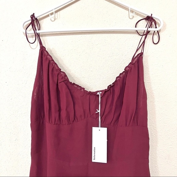 NWT REFORMATION Embry midi dress in Plum womens size 12 - Picture 4 of 10